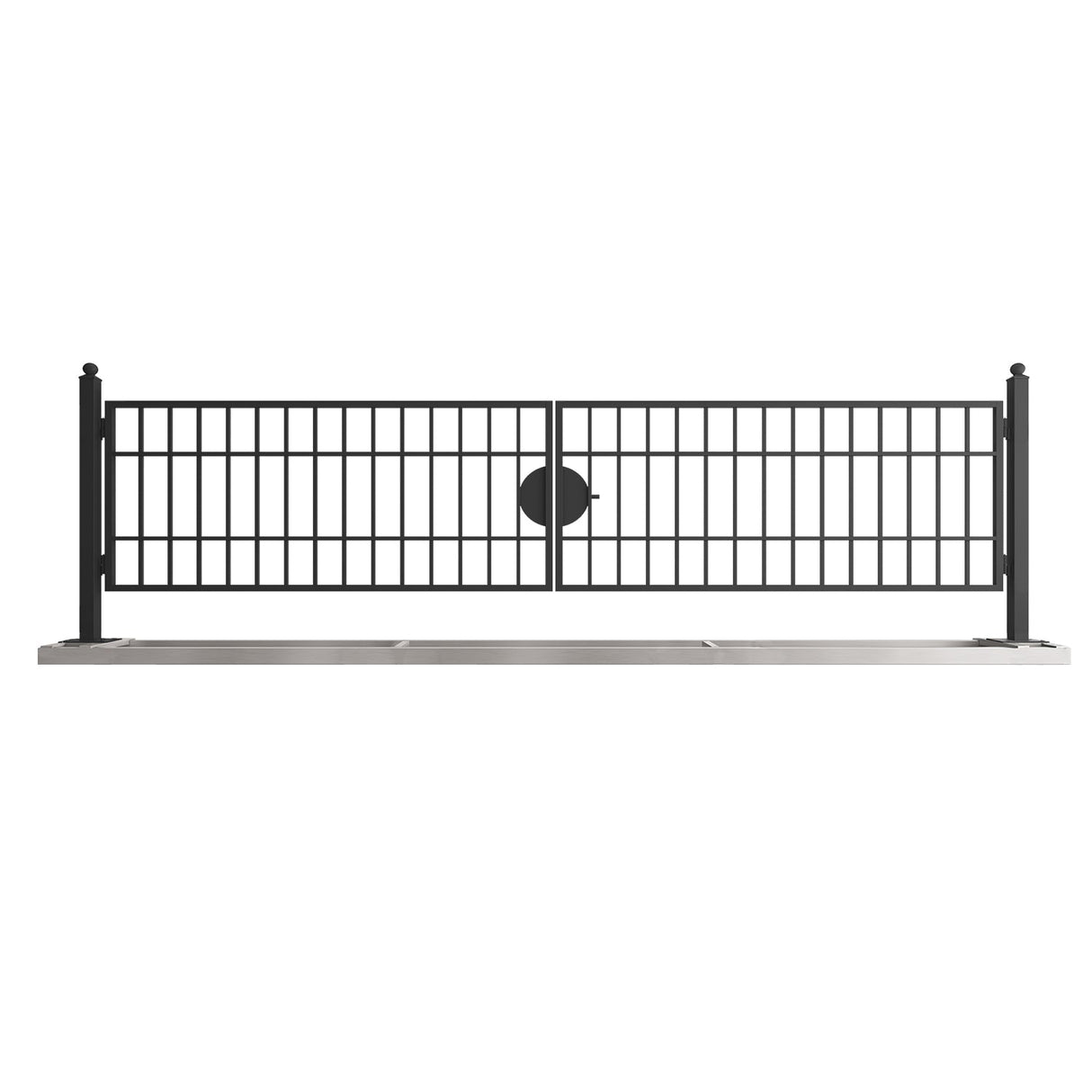 20' Galvanized-Steel Dual-Swing Farm Driveway Gate with Posts, Hinges & Lock