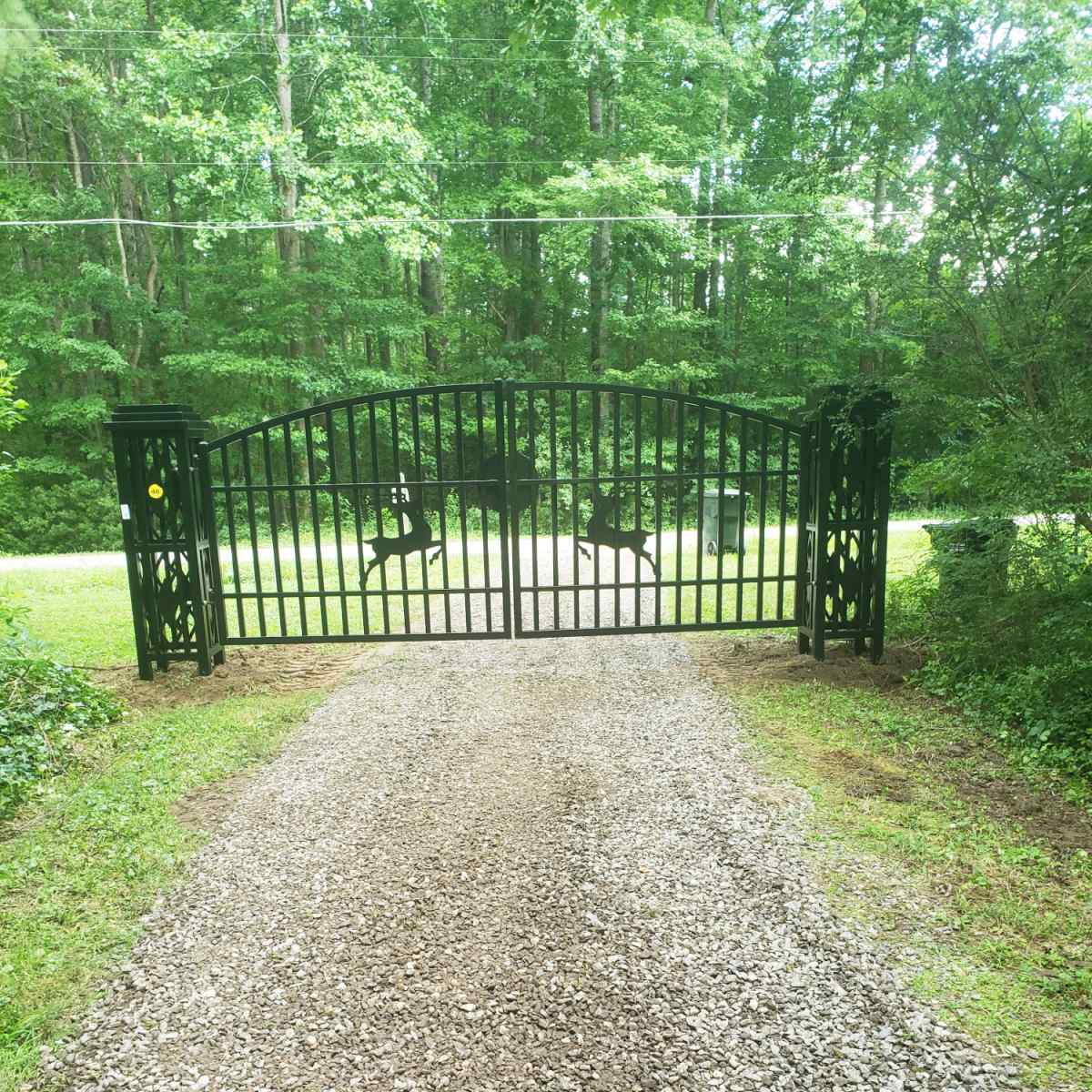 20' × 8' Powder-Coated Iron Dual-Swing Driveway Gate with Deer Motif
