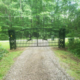 20' × 8' Powder-Coated Iron Dual-Swing Driveway Gate with Deer Motif
