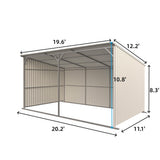 Chery Industrial 20' × 12' Heavy-Duty Metal Livestock Run-In Shed