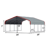 20' × 20' Galvanized-Steel Carport with Metal Roof