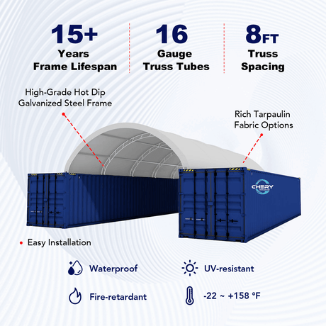 20' × 40' Double-Truss Container Shelter with PE or PVC Cover