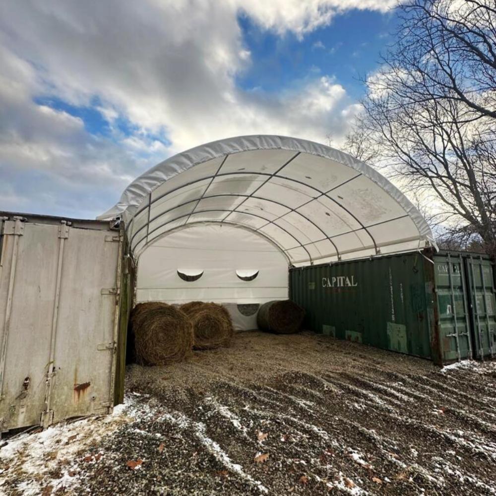 Gold Mountain 20' × 40' Dome Container Shelter with Closed PE Rear Panel