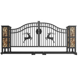 20' × 8' Powder-Coated Iron Dual-Swing Driveway Gate with Deer Motif