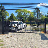 20' × 8' Steel Dual-Swing Driveway Gate with Deer Motif – Black
