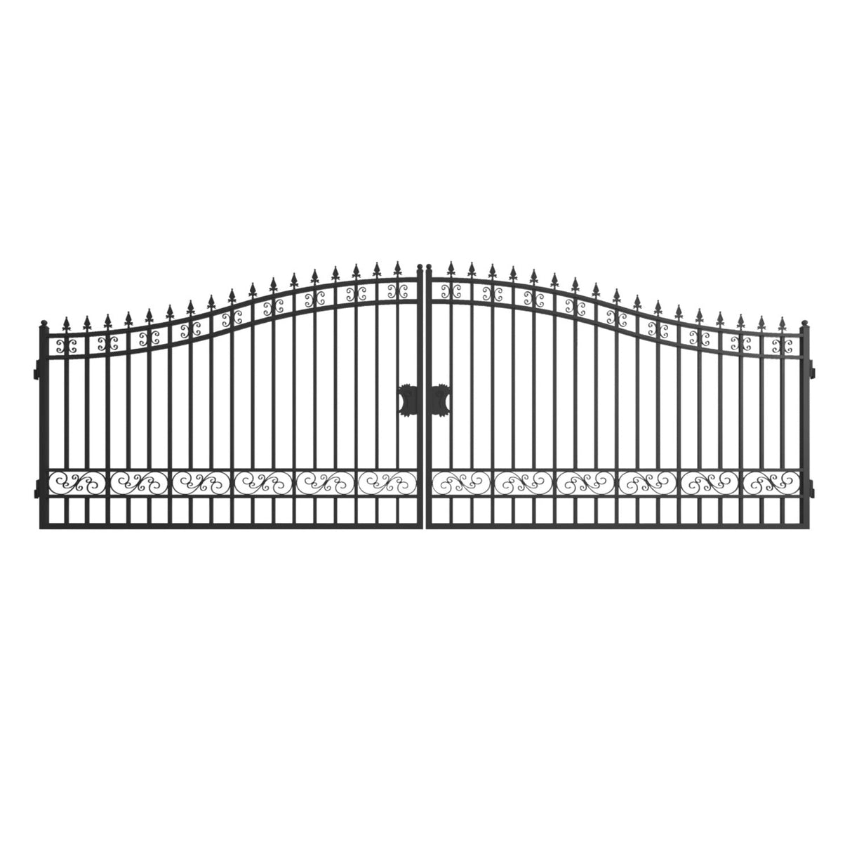 20' × 8' Steel Dual-Swing Driveway Gate with Deer Motif – Black