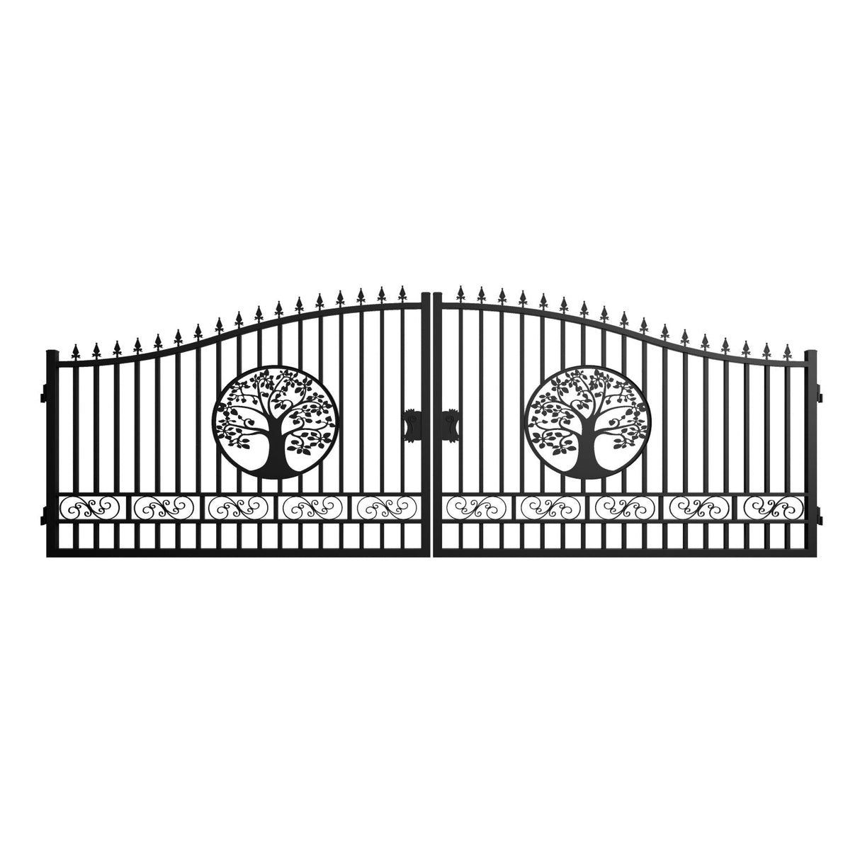 20' × 8' Heavy-Duty Steel Dual-Swing Driveway Gate with Reinforced Uprights