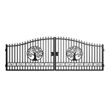 20' × 8' Heavy-Duty Steel Dual-Swing Driveway Gate with Reinforced Uprights