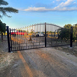 20' × 8' Steel Dual-Swing Driveway Gate with Deer Motif – Black