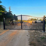 20' × 8' Steel Dual-Swing Driveway Gate with Deer Motif – Black