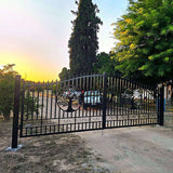 20' × 8' Steel Dual-Swing Driveway Gate with Deer Motif – Black