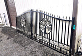 20' × 8' Steel Dual-Swing Driveway Gate with Deer Motif – Black