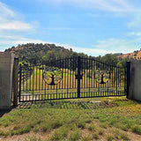20' × 8' Steel Dual-Swing Driveway Gate with Deer Motif – Black