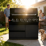43" Six-Burner 85,000 BTU Stainless Steel Outdoor Kitchen Grill Island – Black