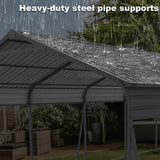 13' × 26.5' Heavy-Duty Metal Carport with Galvanized Steel Roof – Gray