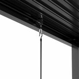 Adjustable Louvered Pergola with Hand Crank & Drainage System – Black