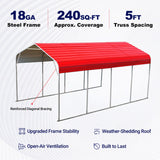 12' × 20' Outdoor Galvanized-Steel Carport