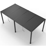 Adjustable Louvered Pergola with Hand Crank & Drainage System – Black