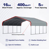 20' × 20' Galvanized-Steel Carport with Metal Roof