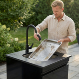 20" Stainless Steel Outdoor Sink Cabinet with Faucet & Lockable Storage – Black