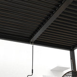 Adjustable Louvered Pergola with Hand Crank & Drainage System – Black