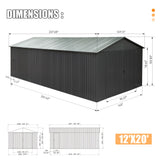 12' × 20' Outdoor Metal Garage Shed with Side Entry, Window & Ventilation