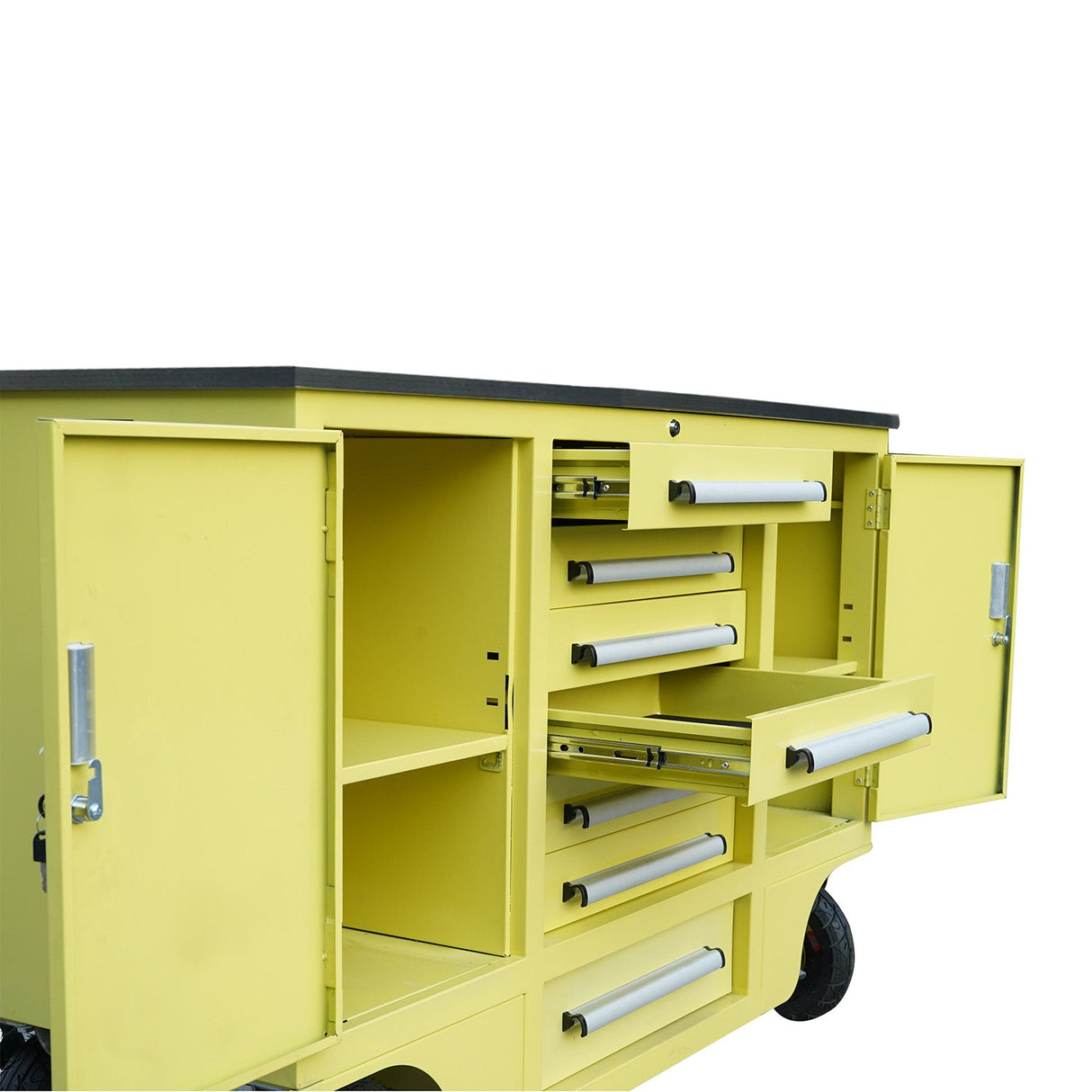 4.5' Heavy-Duty Mobile Workbench with 7 Drawers & 2 Cabinets