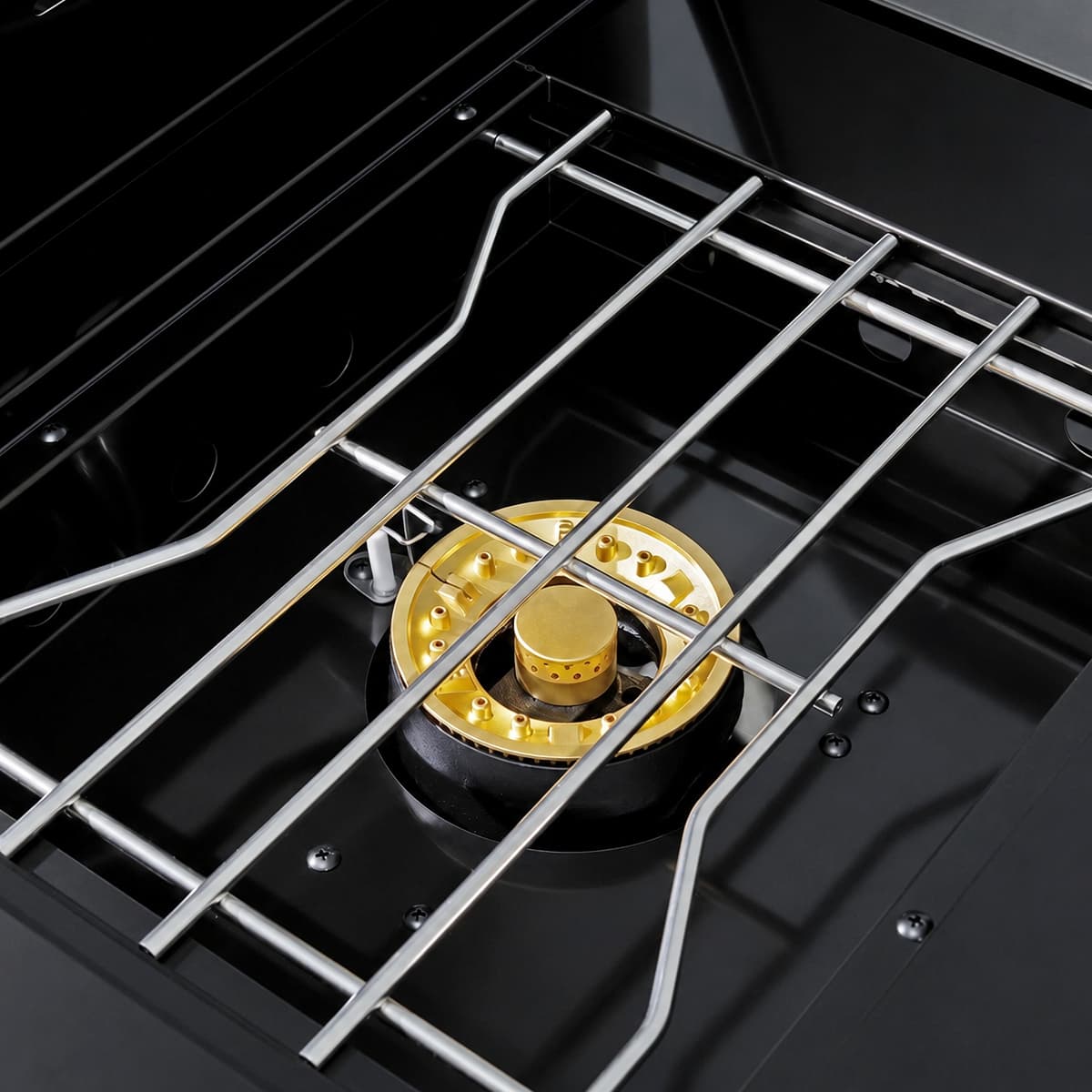 65" Outdoor Kitchen with 4-Burner Grill, Side Burner & Refrigerator – Black