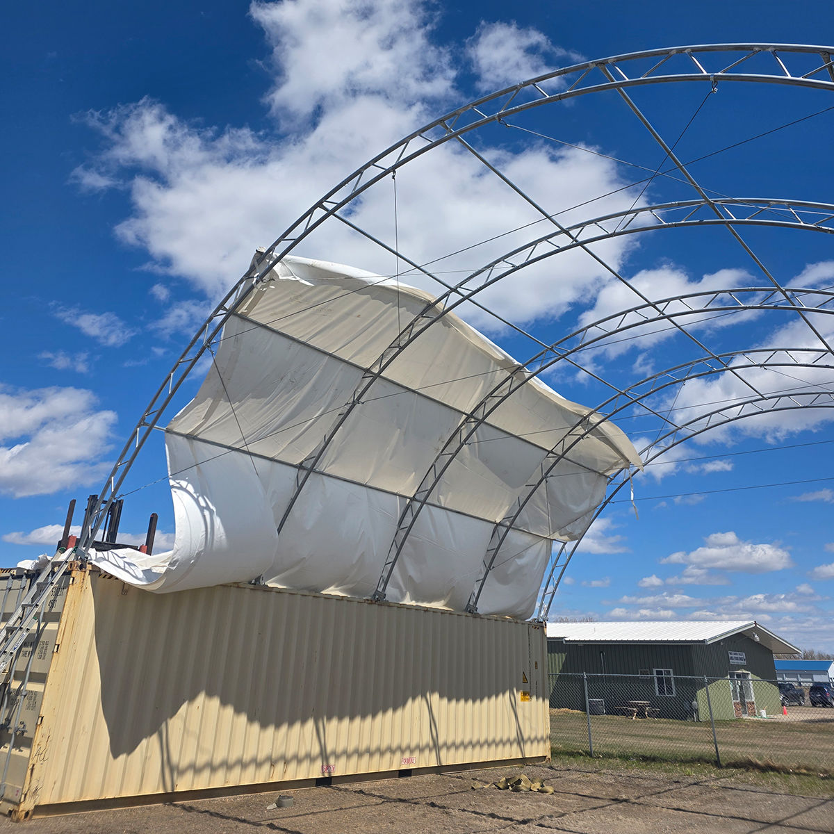 40' × 40' × 15' Double-Truss Shipping-Container Canopy Shelter