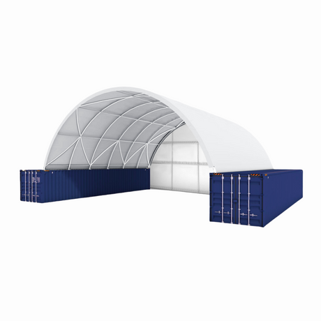 40' × 40' × 13' Container Shelter with Closed Rear Panel