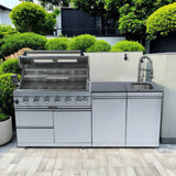 6-Burner 85,000 BTU Stainless Steel Outdoor Kitchen Island with Sink & Storage – Silver