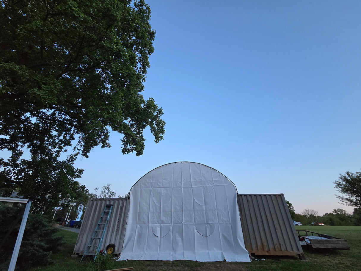 White 300 GSM PE Rear Panel Kit for 20'-Wide Container Shelters