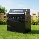 43" Six-Burner 85,000 BTU Stainless Steel Outdoor Kitchen Grill Island – Black