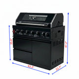 43" Six-Burner 85,000 BTU Stainless Steel Outdoor Kitchen Grill Island – Black