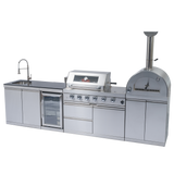 125" 107,000 BTU Outdoor Kitchen with 4-Burner Grill, Pizza Oven & Refrigerator