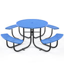 46" Round Heavy-Duty Coated-Steel Picnic Table with Umbrella Hole