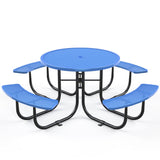 46" Round Heavy-Duty Coated-Steel Picnic Table with Umbrella Hole