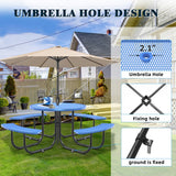 46" Round Heavy-Duty Coated-Steel Picnic Table with Umbrella Hole