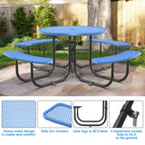 46" Round Heavy-Duty Coated-Steel Picnic Table with Umbrella Hole