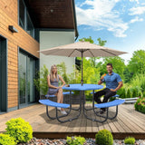 46" Round Heavy-Duty Coated-Steel Picnic Table with Umbrella Hole