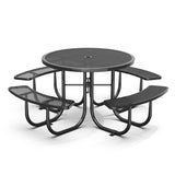 46" Round Heavy-Duty Coated-Steel Picnic Table with Umbrella Hole