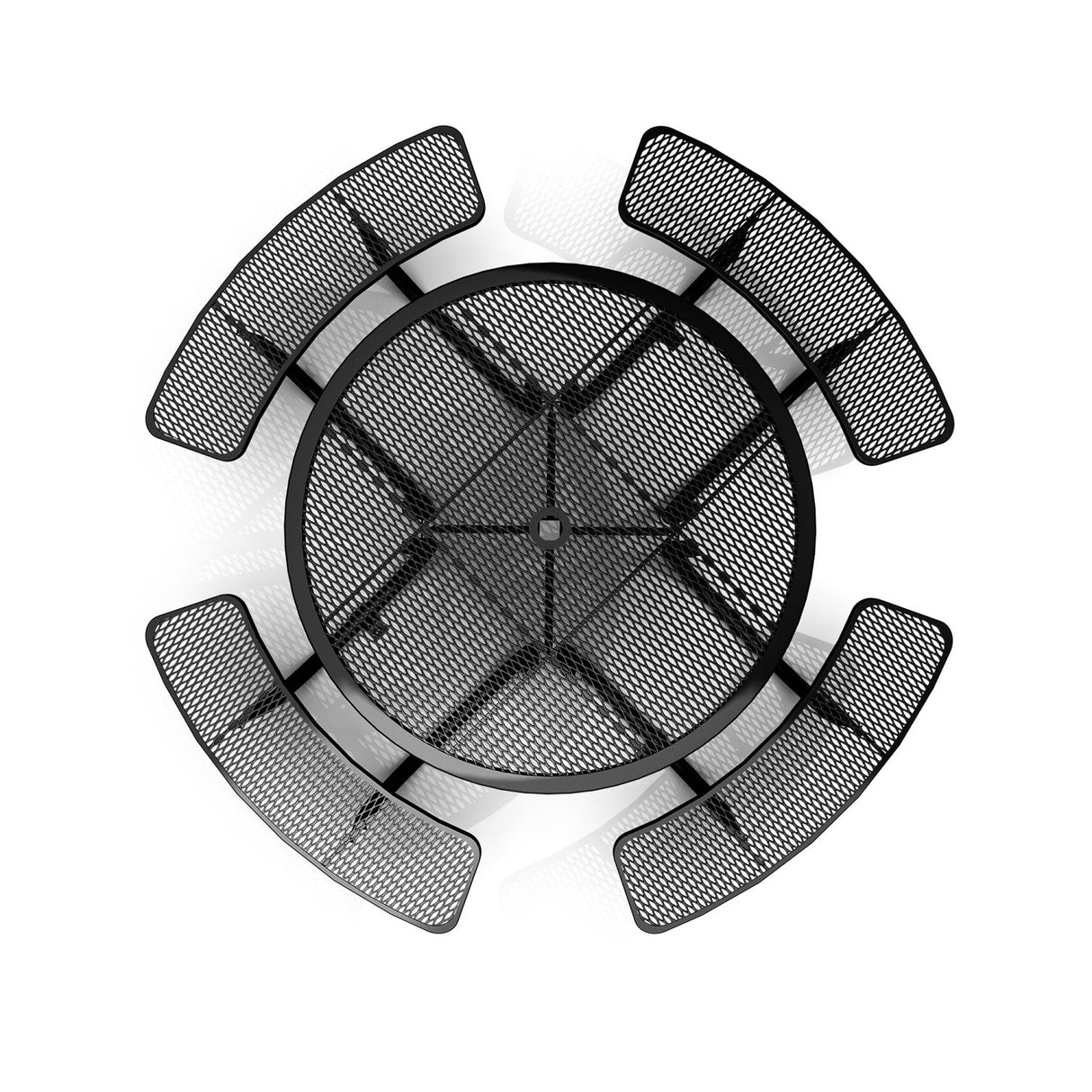 46" Round Heavy-Duty Coated-Steel Picnic Table with Umbrella Hole