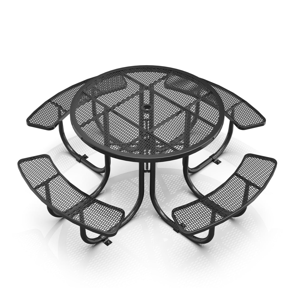 46" Round Heavy-Duty Coated-Steel Picnic Table with Umbrella Hole
