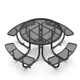 46" Round Heavy-Duty Coated-Steel Picnic Table with Umbrella Hole