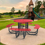 46" Round Heavy-Duty Coated-Steel Picnic Table with Umbrella Hole