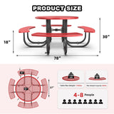46" Round Heavy-Duty Coated-Steel Picnic Table with Umbrella Hole