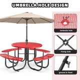 46" Round Heavy-Duty Coated-Steel Picnic Table with Umbrella Hole