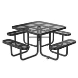 46" Square Heavy-Duty Coated-Steel Picnic Table with Umbrella Hole
