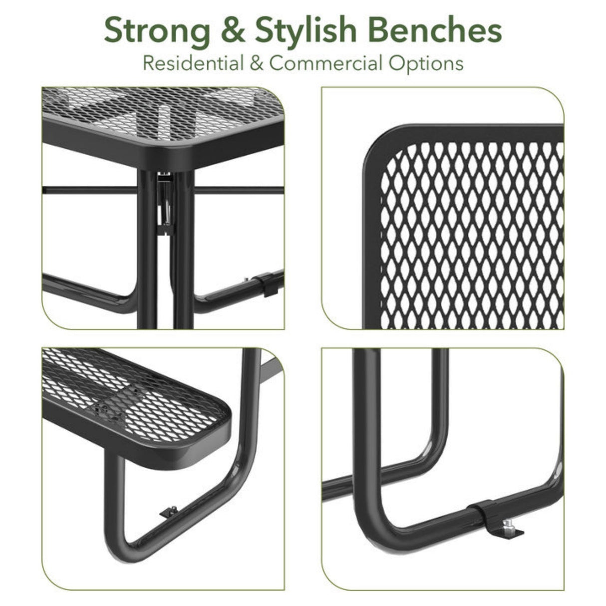 46" Square Heavy-Duty Coated-Steel Picnic Table with Umbrella Hole