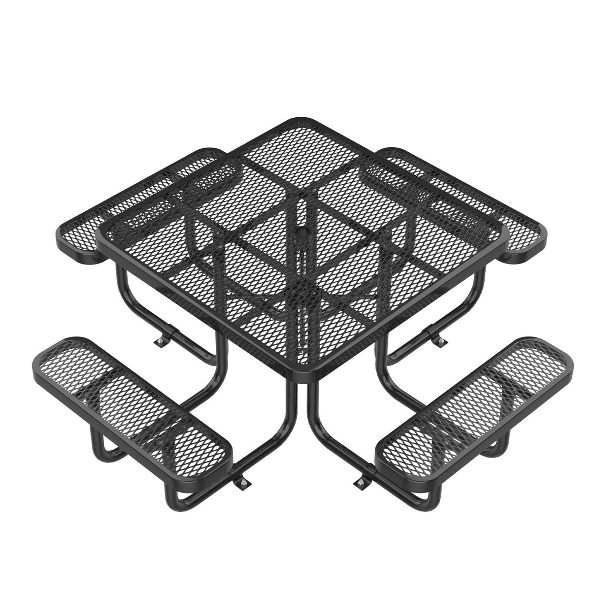 46" Square Heavy-Duty Coated-Steel Picnic Table with Umbrella Hole
